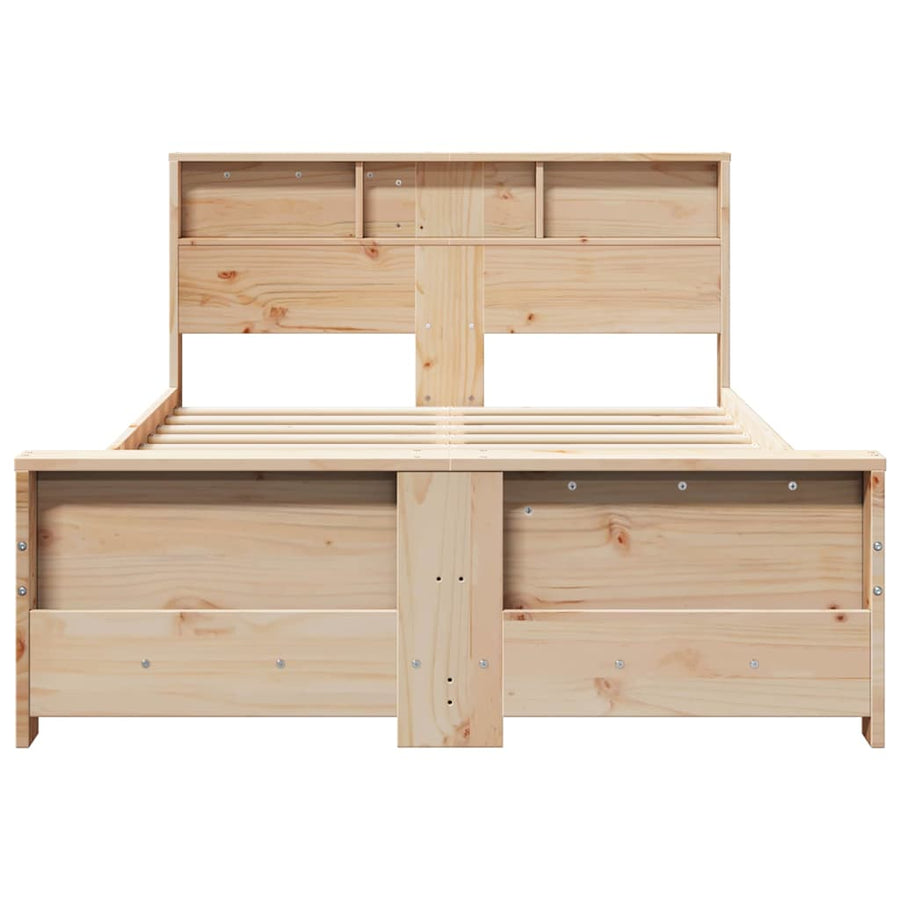 Bedframe met hoofdeinde Bruin 135 x 190 cm Massief grenenhout