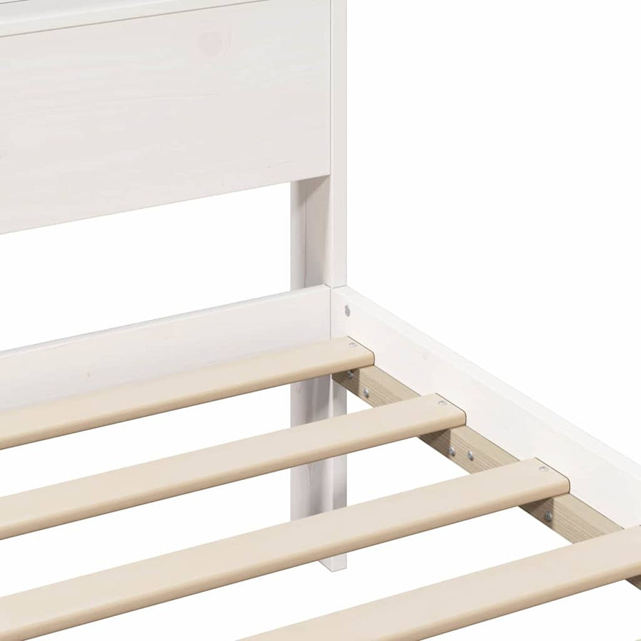 Bedframe met hoofdeinde Wit 135 x 190 cm Massief grenenhout