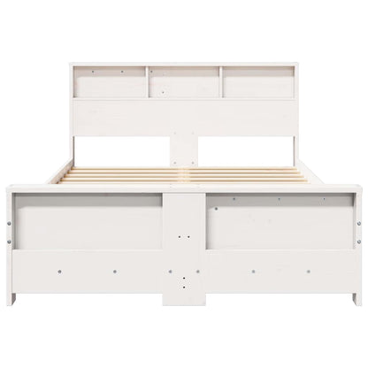 Bedframe met hoofdeinde Wit 135 x 190 cm Massief grenenhout