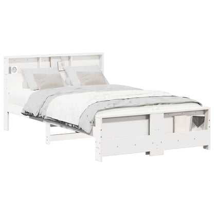 Bedframe met hoofdeinde Wit 135 x 190 cm Massief grenenhout