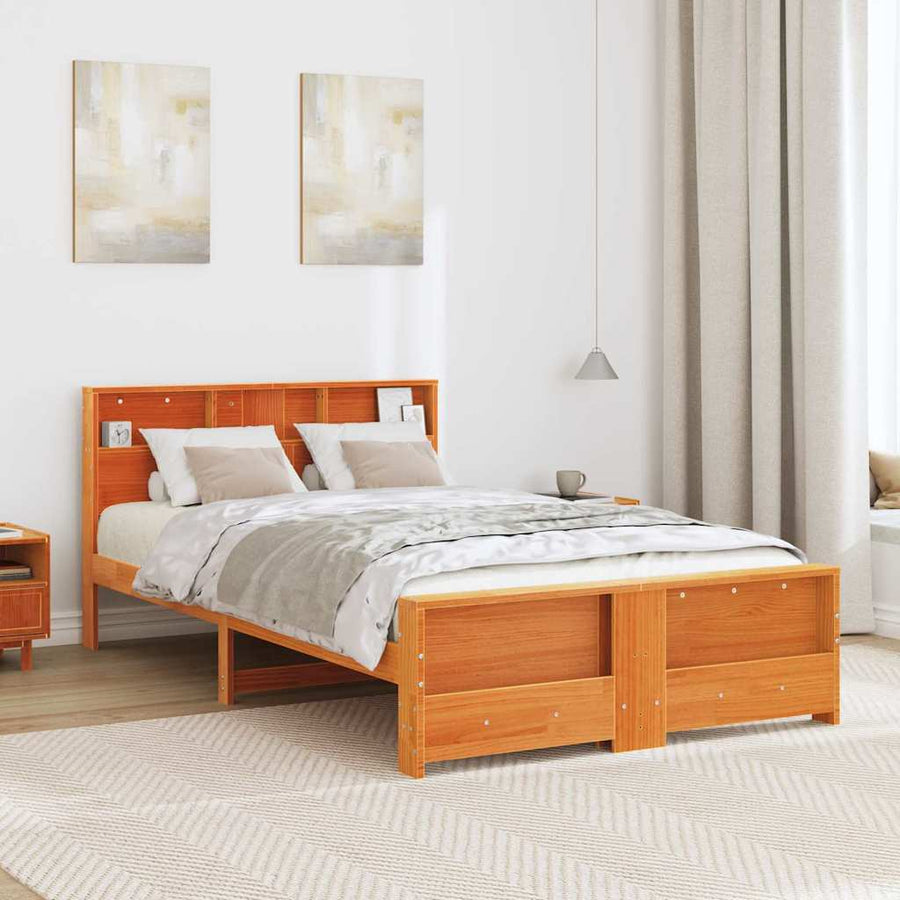 Bedframe Wasbruin 135 x 190 cm Massief grenenhout