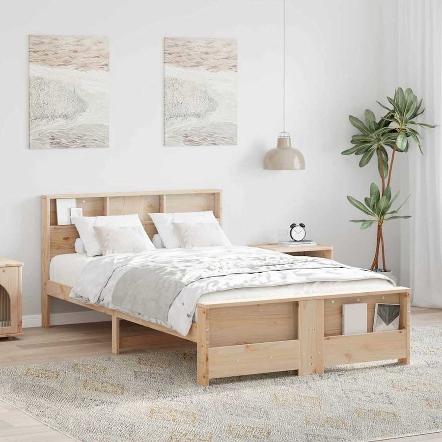 Bedframe met hoofdeinde Bruin 120 x 190 cm Massief grenenhout