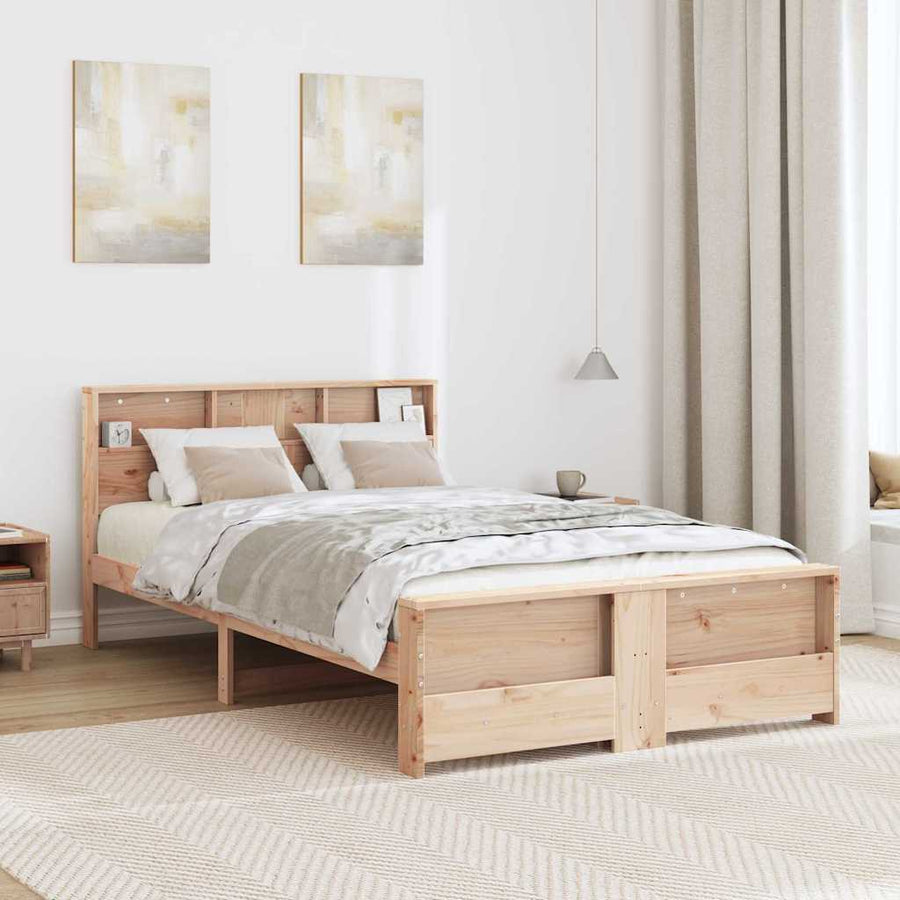 Bedframe met hoofdeinde Bruin 120 x 190 cm Massief grenenhout