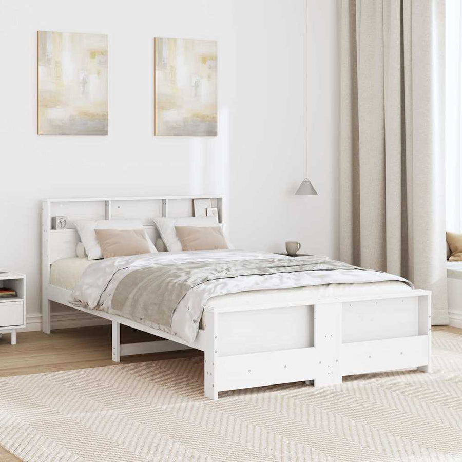 Bedframe met hoofdeinde Wit 120 x 190 cm Massief grenenhout