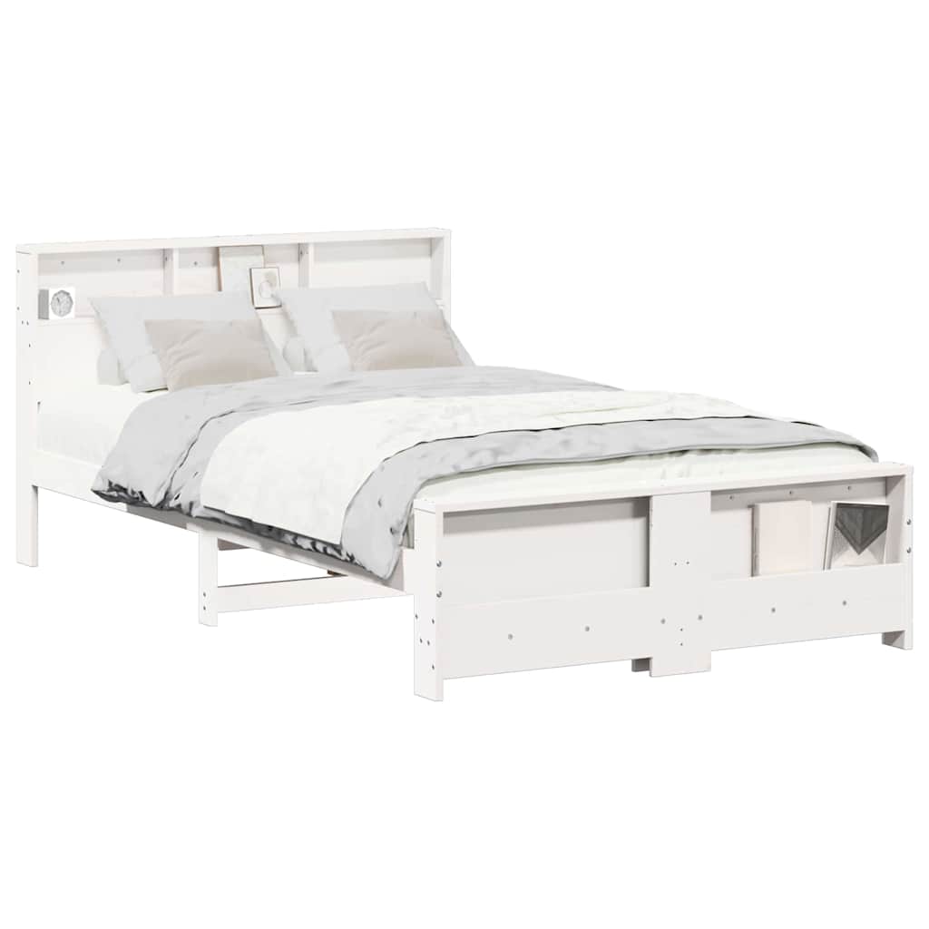 Bedframe met hoofdeinde Wit 120 x 190 cm Massief grenenhout
