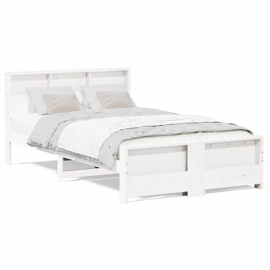 Bedframe met hoofdeinde Wit 120 x 190 cm Massief grenenhout