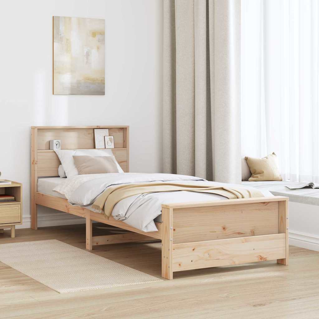 Bedframe met hoofdeinde Bruin 90 x 190 cm Massief grenenhout