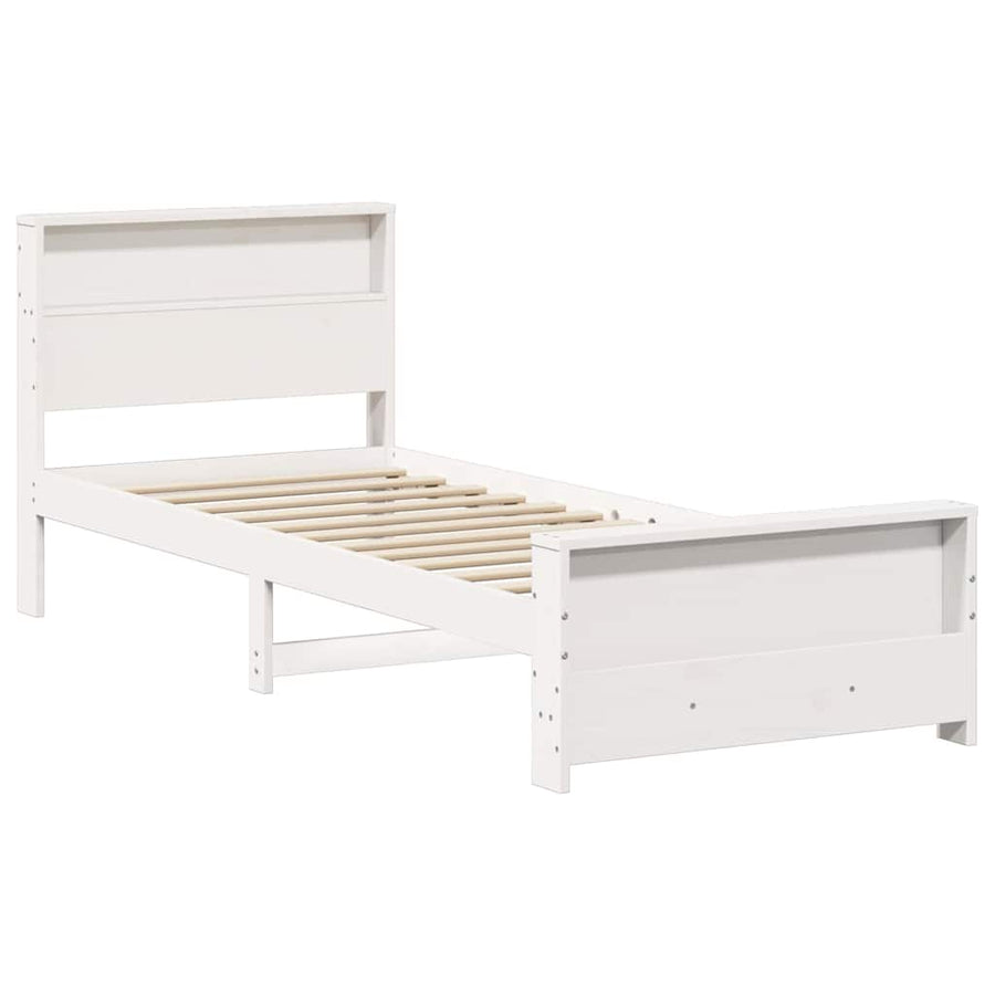 Bedframe met hoofdeinde Wit 90 x 190 cm Massief grenenhout