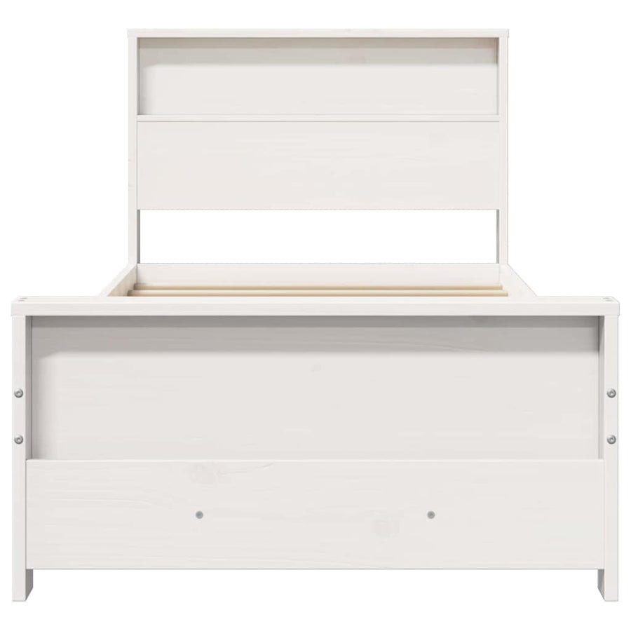 Bedframe met hoofdeinde Wit 90 x 190 cm Massief grenenhout