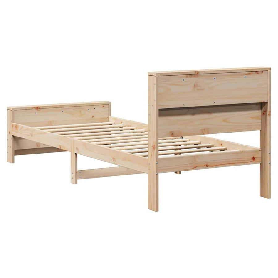 Bedframe met hoofdeinde Bruin 75 x 190 cm Massief grenenhout