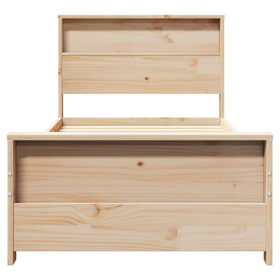 Bedframe met hoofdeinde Bruin 75 x 190 cm Massief grenenhout