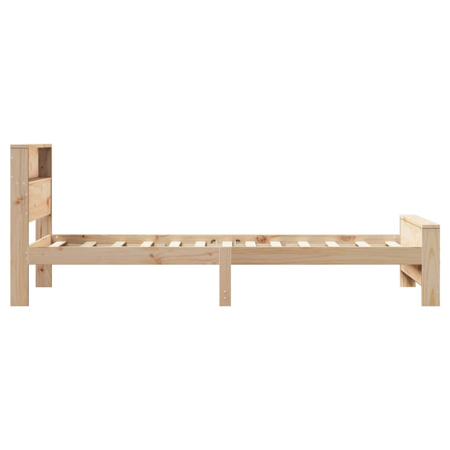 Bedframe met hoofdeinde Bruin 75 x 190 cm Massief grenenhout