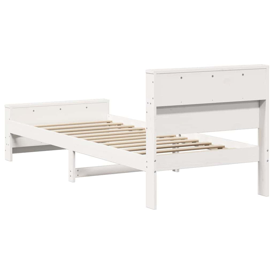 Bedframe met hoofdeinde Wit 75 x 190 cm Massief grenenhout