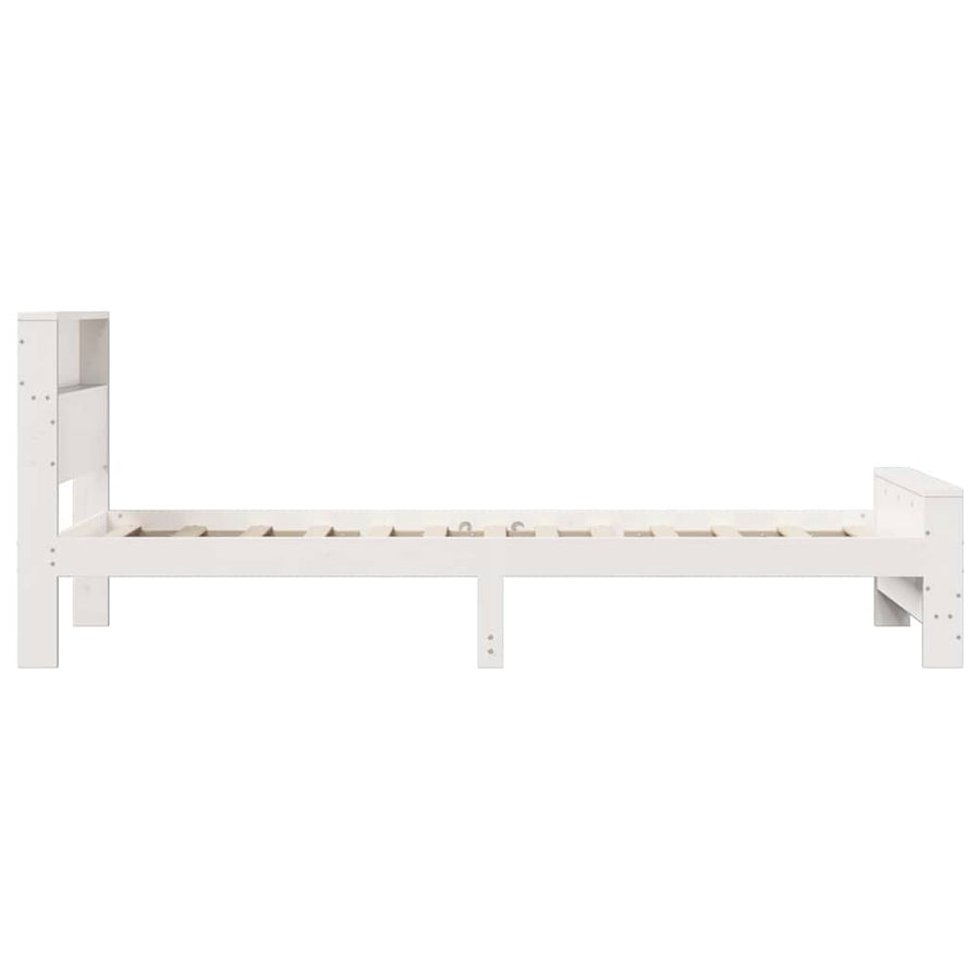 Bedframe met hoofdeinde Wit 75 x 190 cm Massief grenenhout