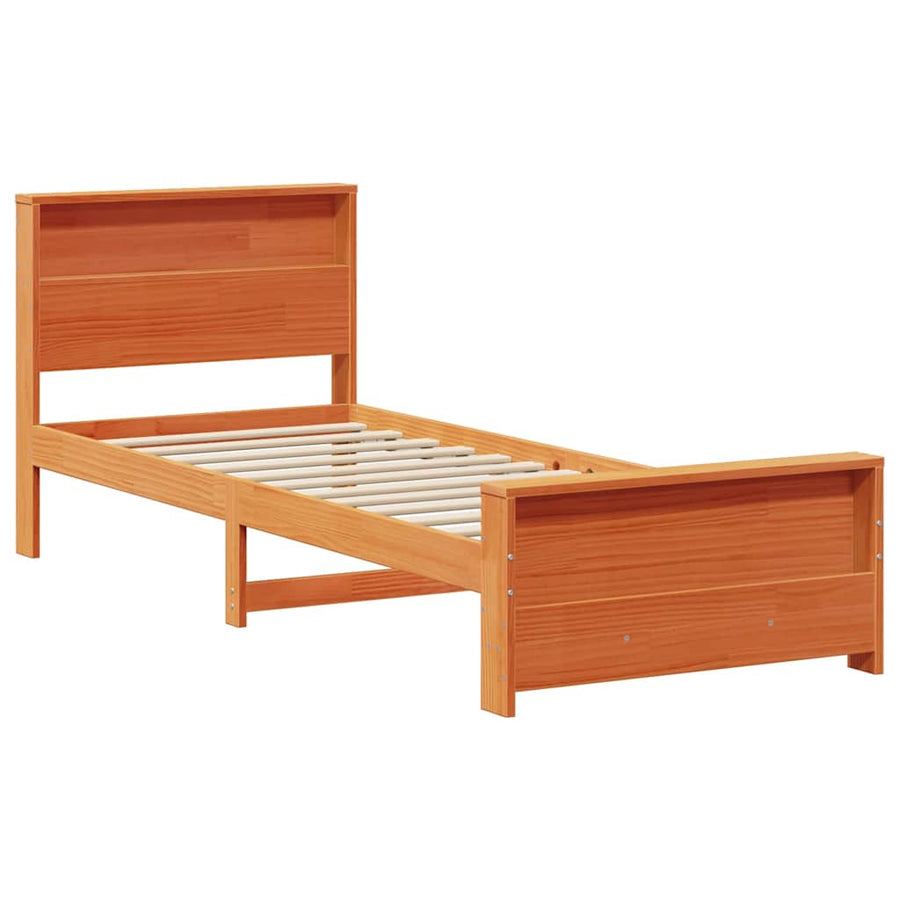 Bedframe met hoofdeinde Wasbruin 75 x 190 cm Massief grenenhout
