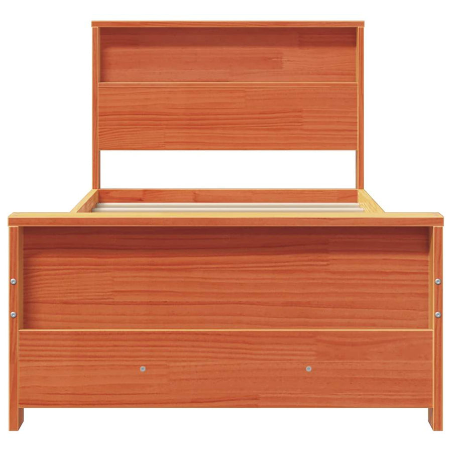 Bedframe met hoofdeinde Wasbruin 75 x 190 cm Massief grenenhout