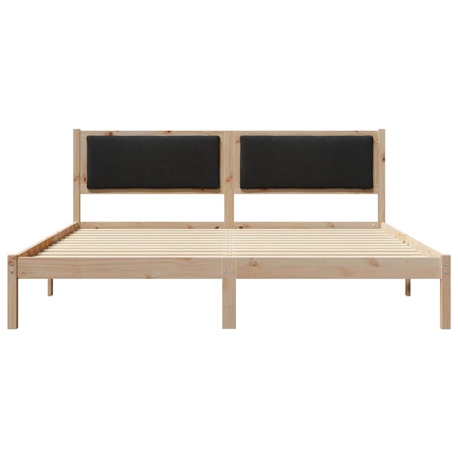 Bedframe met hoofdeinde Zwart 180 x 200 cm Massief grenenhout