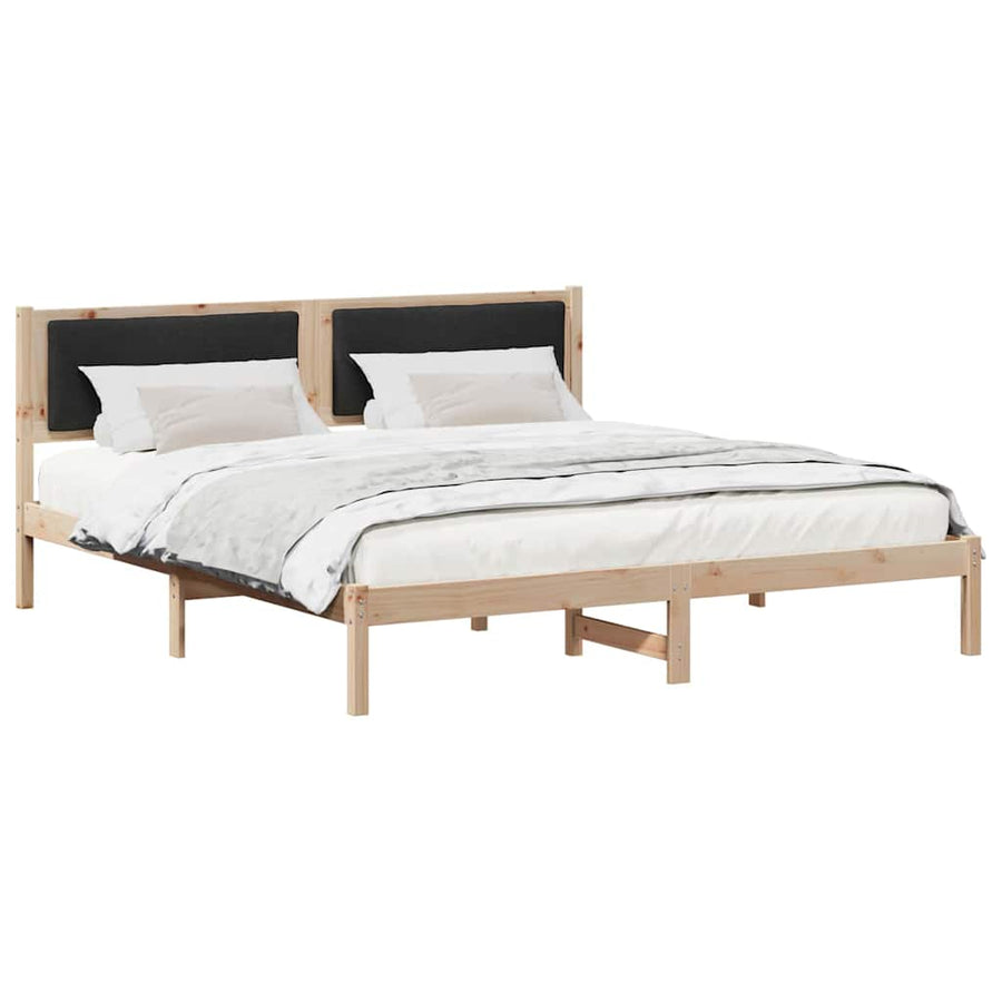 Bedframe met hoofdeinde Zwart 180 x 200 cm Massief grenenhout