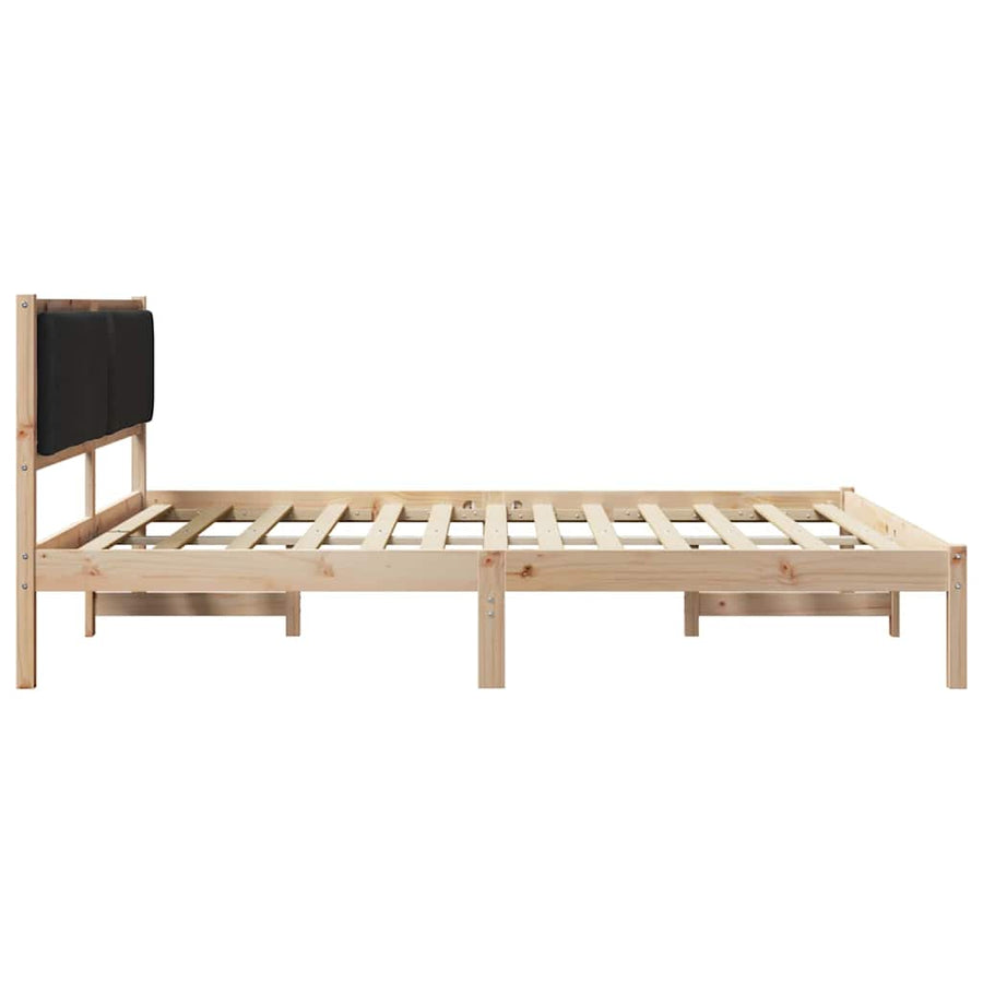 Bedframe met hoofdeinde Zwart 180 x 200 cm Massief grenenhout