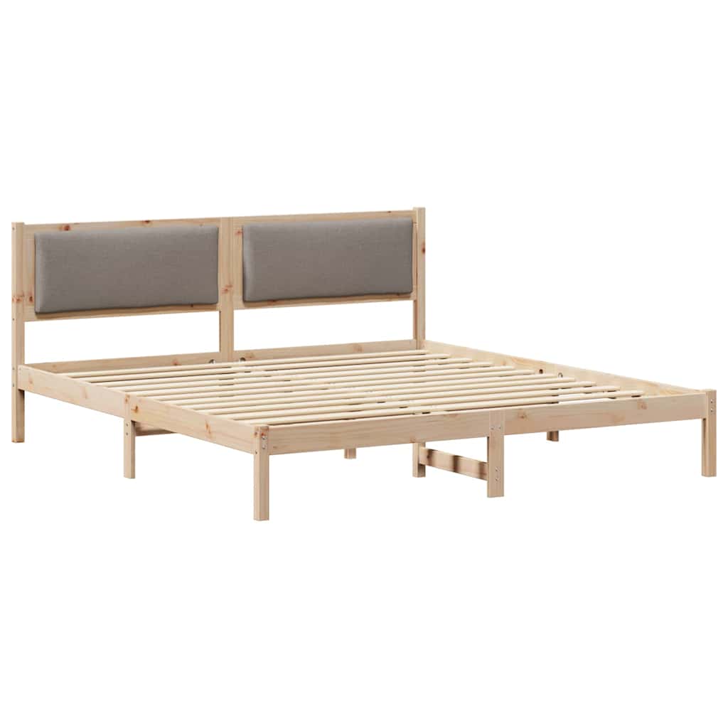 Bedframe met hoofdeinde Taupe 180 x 200 cm Massief grenenhout