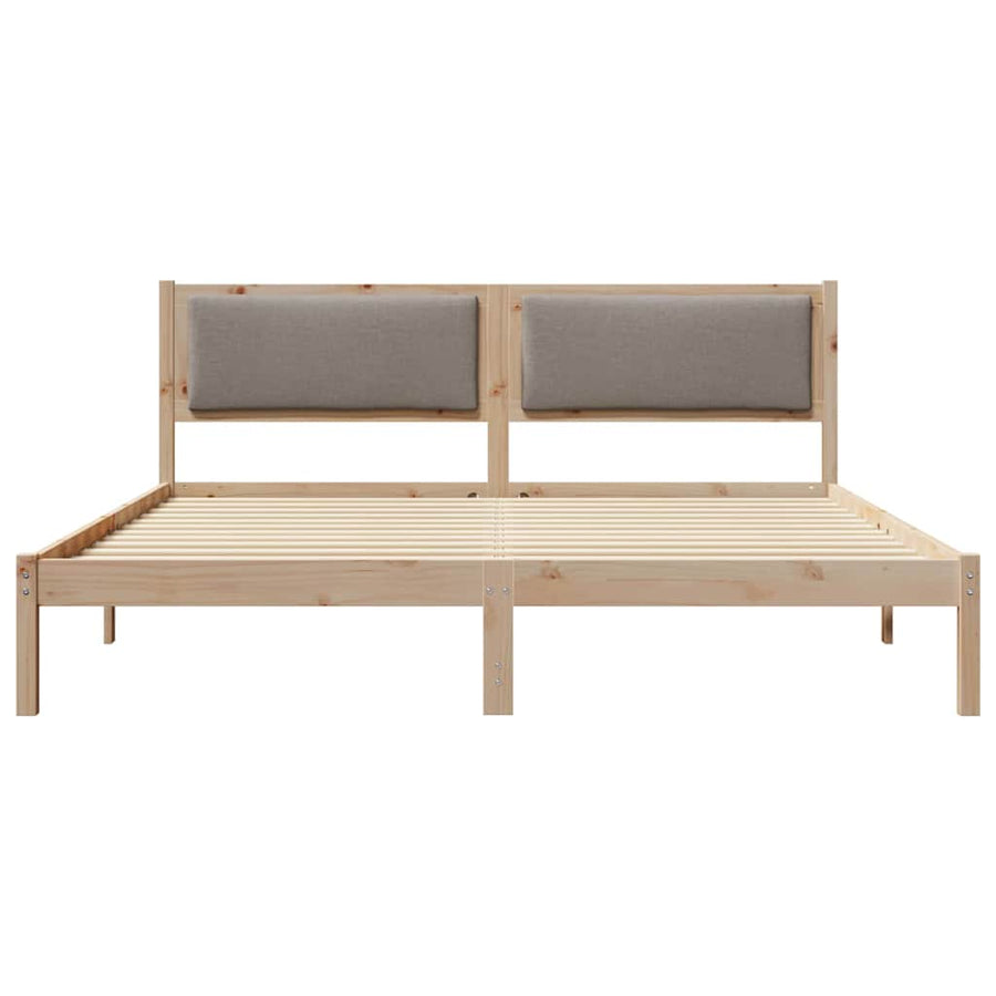 Bedframe met hoofdeinde Taupe 180 x 200 cm Massief grenenhout