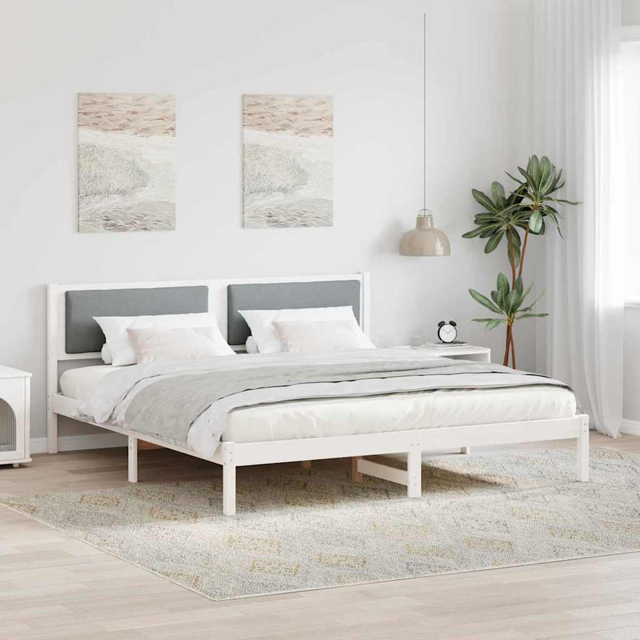 Bedframe Lichtgrijs 180 x 200 cm Massief grenenhout