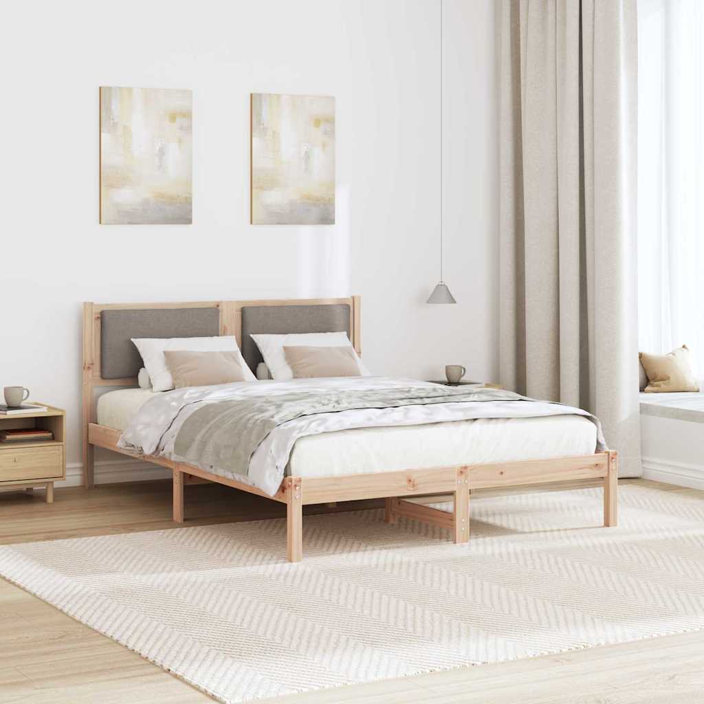 Bedframe met hoofdeinde Taupe 160 x 200 cm Massief grenenhout