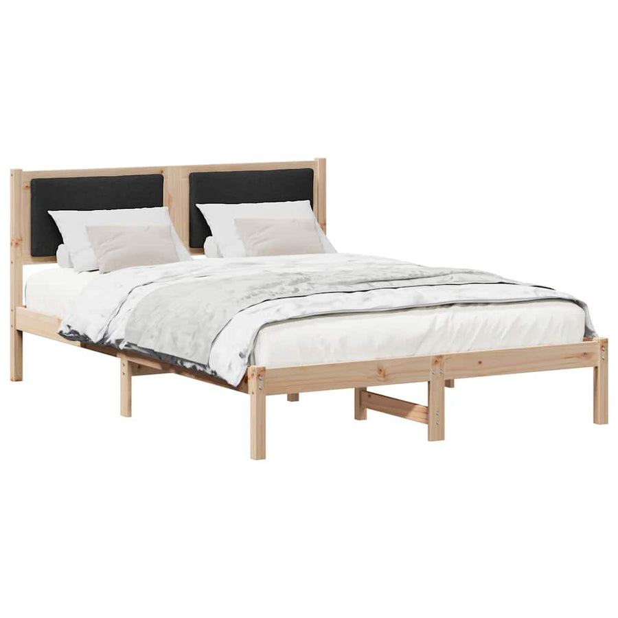 Bedframe met hoofdeinde Zwart 150 x 200 cm Massief grenenhout