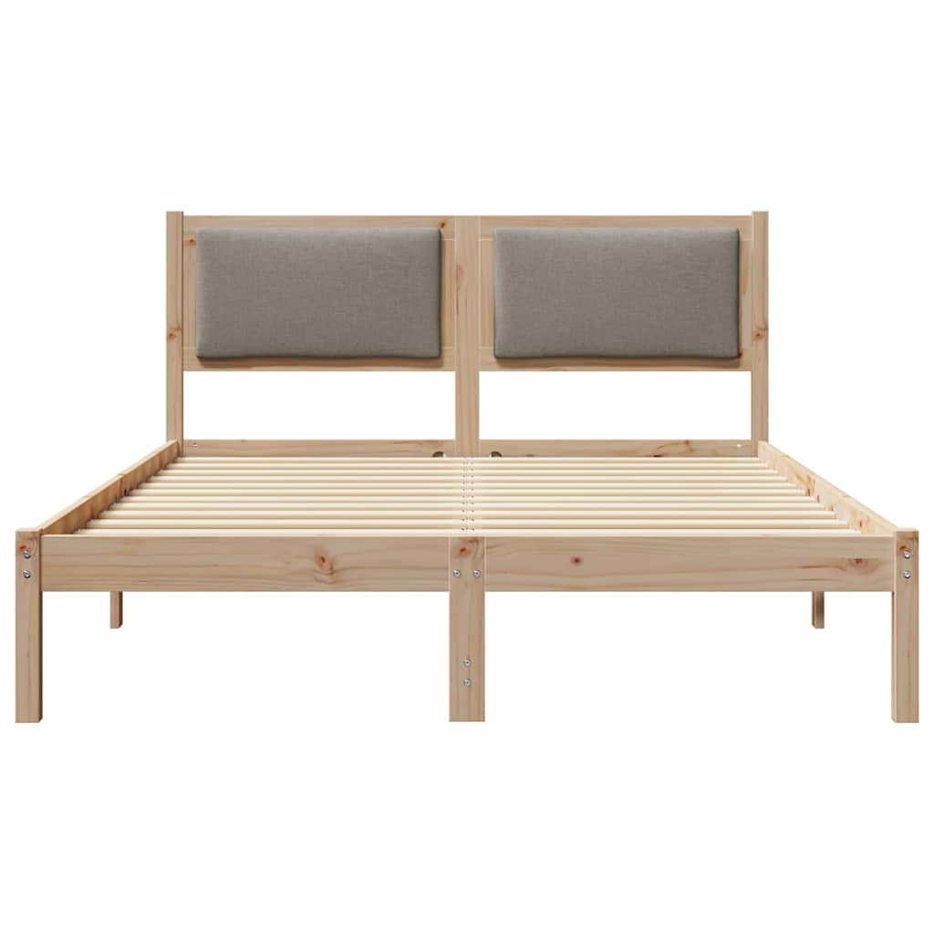 Bedframe met hoofdeinde Taupe 150 x 200 cm Massief grenenhout