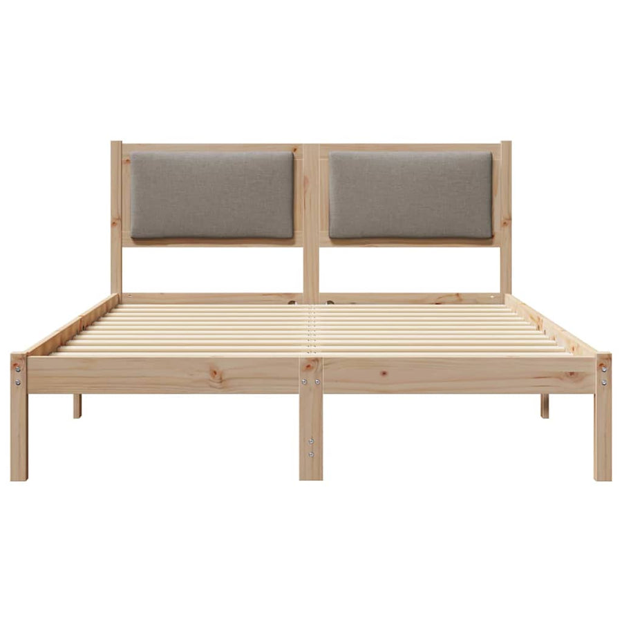 Bedframe met hoofdeinde Taupe 150 x 200 cm Massief grenenhout