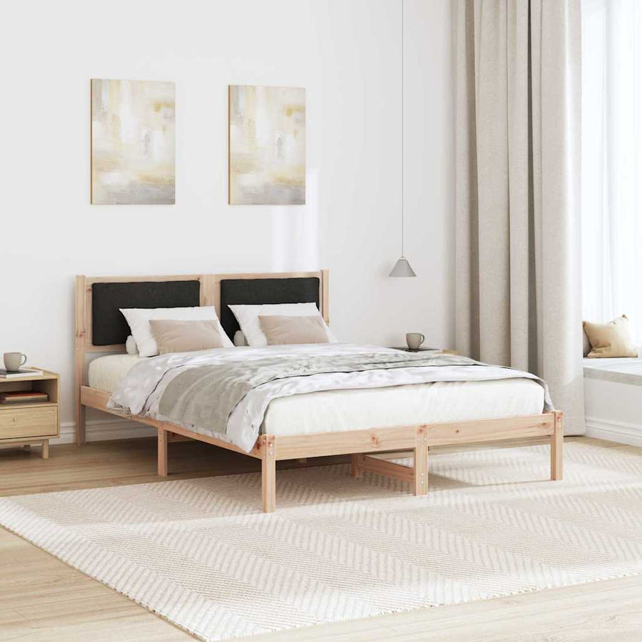 Bedframe met hoofdeinde Zwart 140 x 200 cm Massief grenenhout