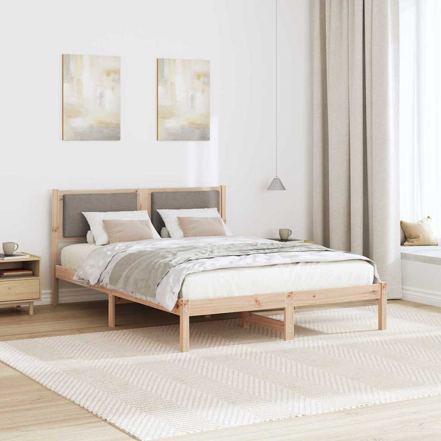 Bedframe met hoofdeinde Taupe 140 x 200 cm Massief grenenhout