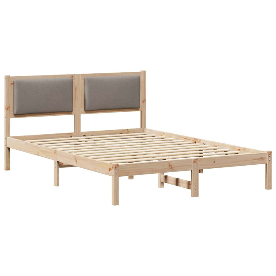Bedframe met hoofdeinde Taupe 140 x 200 cm Massief grenenhout