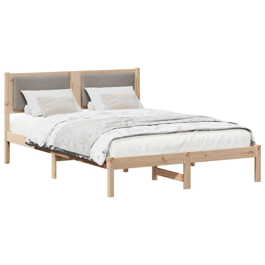 Bedframe met hoofdeinde Taupe 140 x 200 cm Massief grenenhout