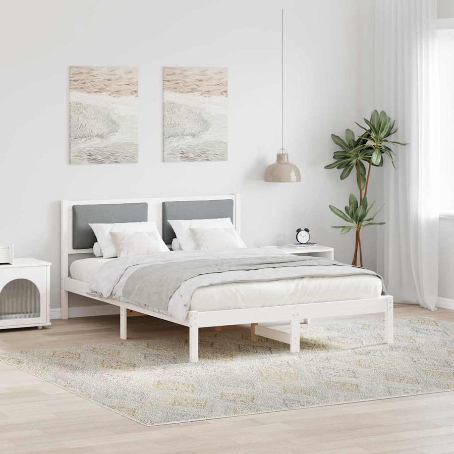 Bedframe Lichtgrijs 140 x 200 cm Massief grenenhout