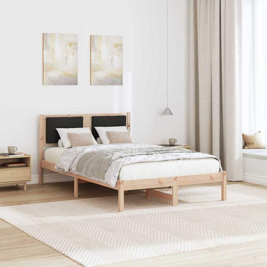 Bedframe met hoofdeinde Zwart 120 x 200 cm Massief grenenhout