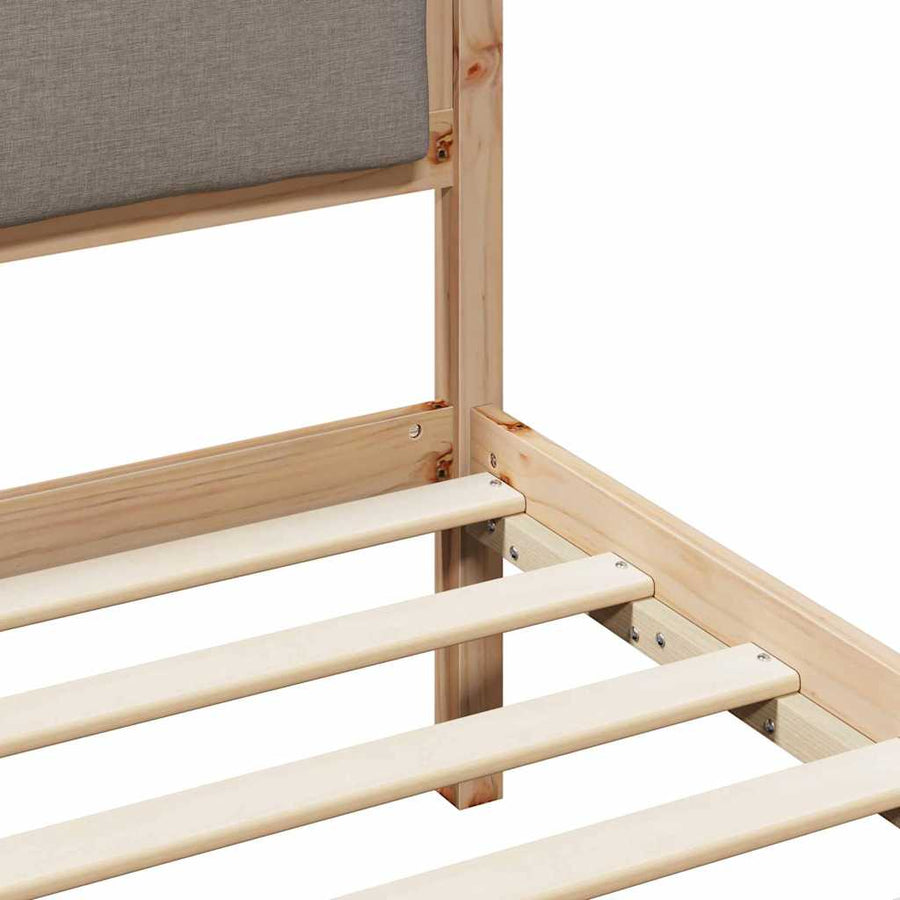 Bedframe met hoofdeinde Taupe 120 x 200 cm Massief grenenhout