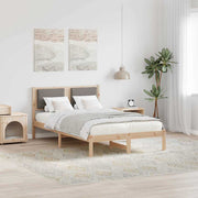 Bedframe 120x200 cm massief grenenhout taupe hoofdeinde