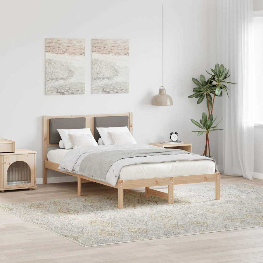 Bedframe met hoofdeinde Taupe 120 x 200 cm Massief grenenhout
