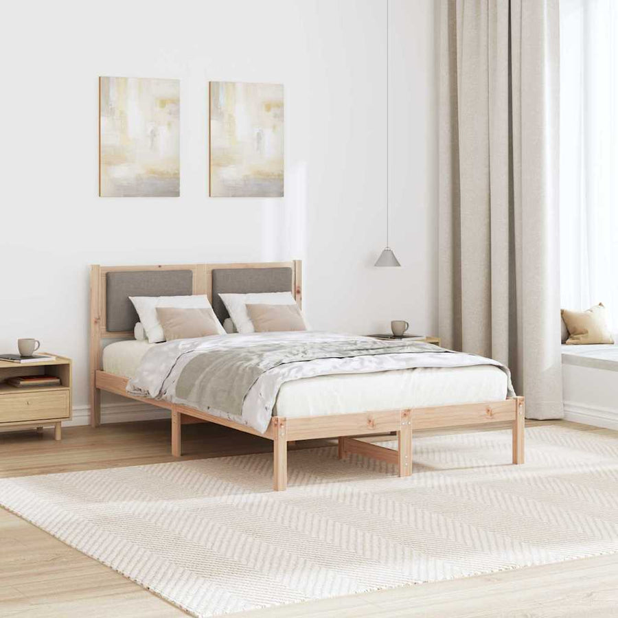 Bedframe met hoofdeinde Taupe 120 x 200 cm Massief grenenhout