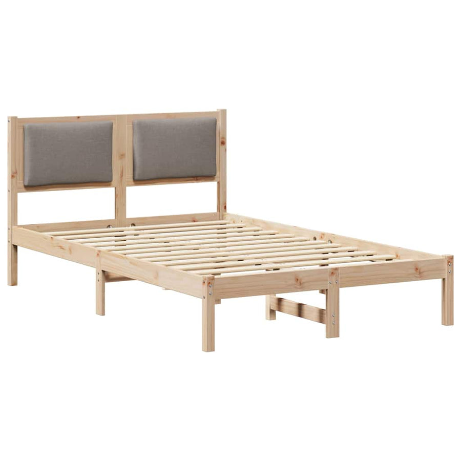 Bedframe met hoofdeinde Taupe 120 x 200 cm Massief grenenhout