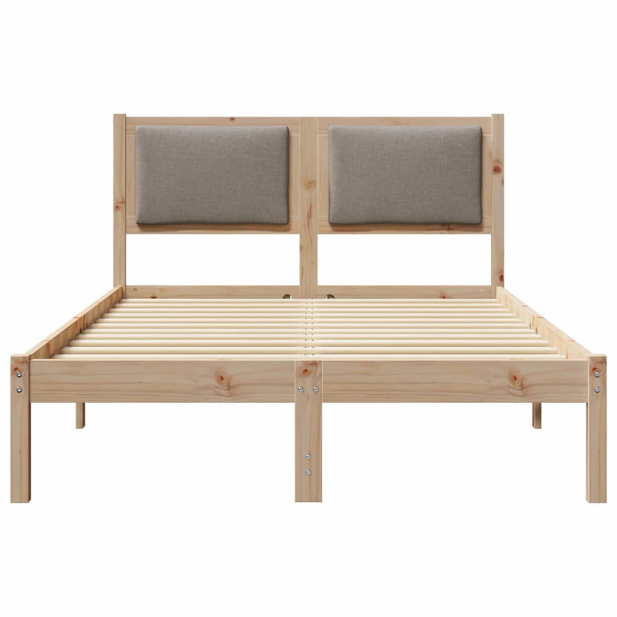 Bedframe met hoofdeinde Taupe 120 x 200 cm Massief grenenhout