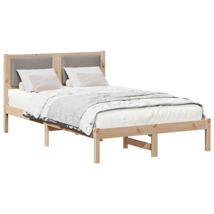 Bedframe met hoofdeinde Taupe 120 x 200 cm Massief grenenhout