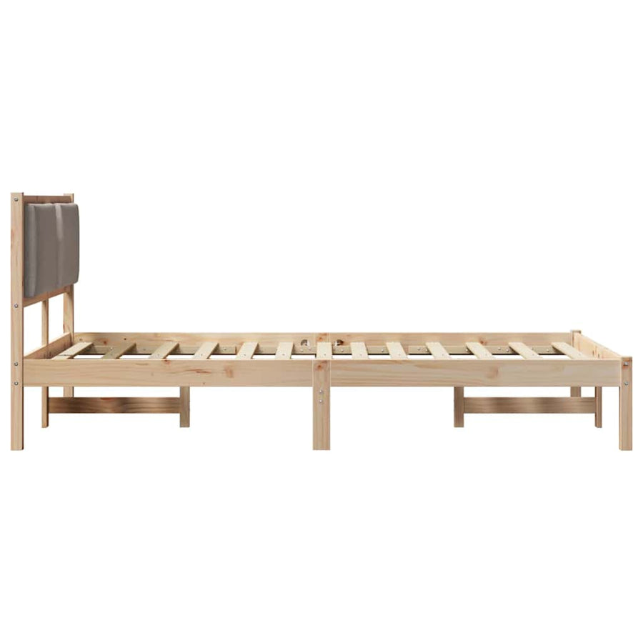 Bedframe met hoofdeinde Taupe 120 x 200 cm Massief grenenhout