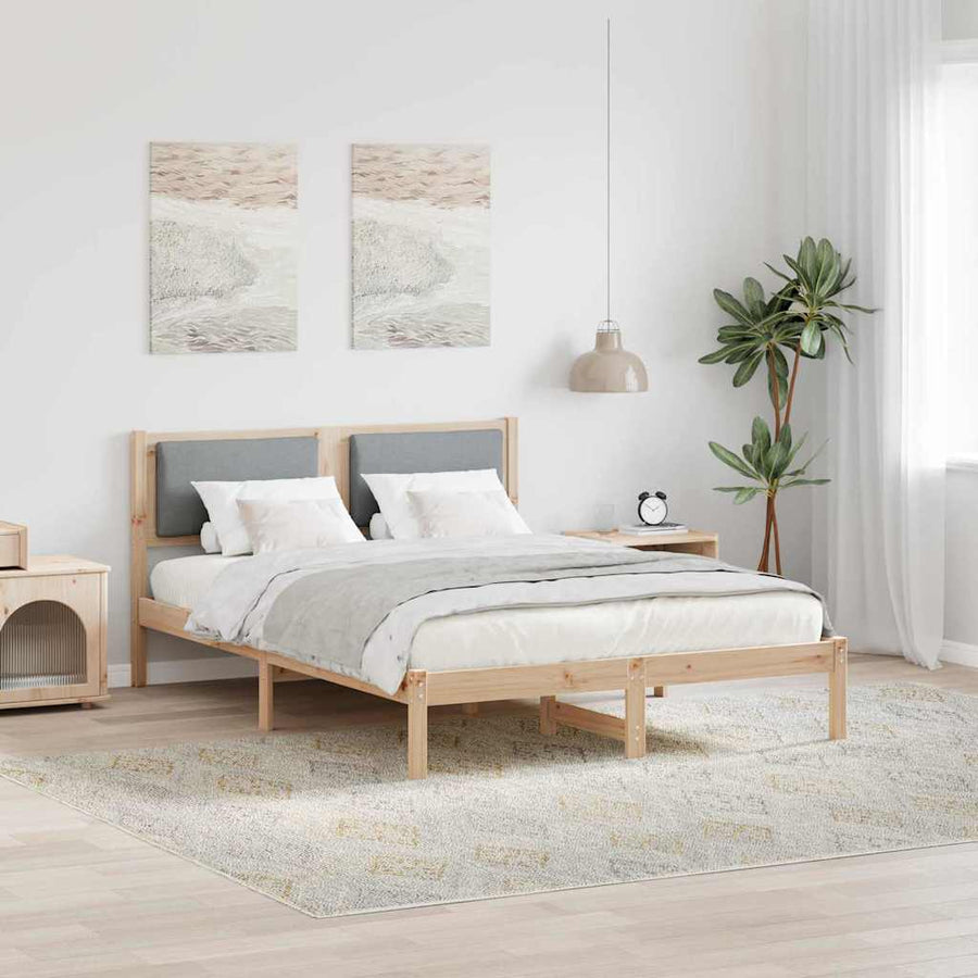 Bedframe Lichtgrijs 140 x 190 cm Massief grenenhout