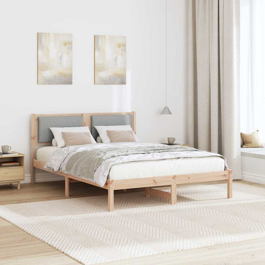 Bedframe Lichtgrijs 140 x 190 cm Massief grenenhout