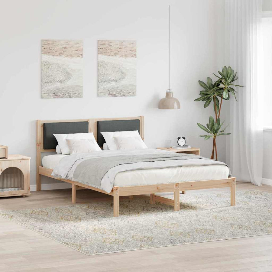 Bedframe Donkergrijs 135 x 190 cm Massief grenenhout