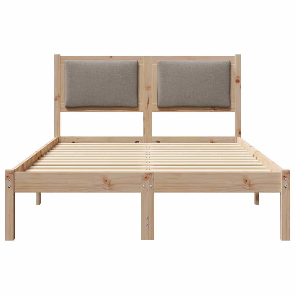 Bedframe met hoofdeinde Taupe 120 x 190 cm Massief grenenhout
