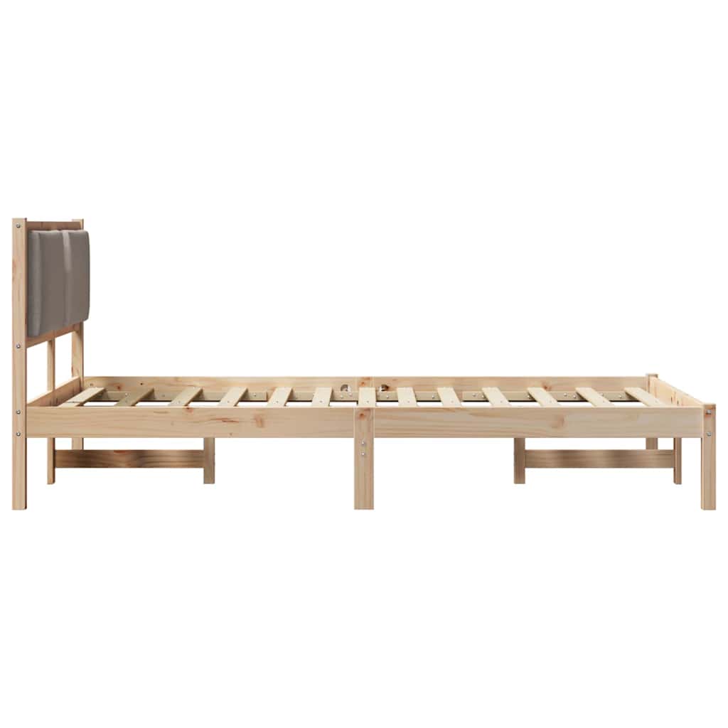 Bedframe met hoofdeinde Taupe 120 x 190 cm Massief grenenhout