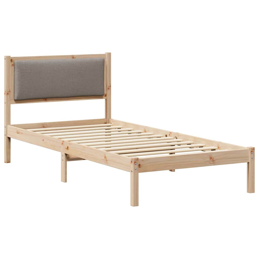 Bedframe met hoofdeinde Taupe 100 x 200 cm Massief grenenhout